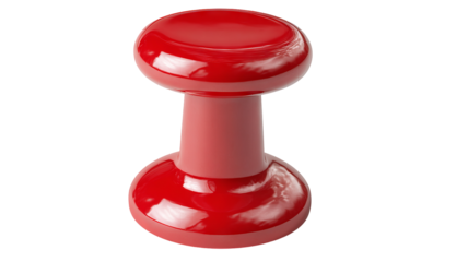 High-resolution red push pin isolated on transparent background, realistic 3D PNG cutout with glossy finish and sharp metal point, perfect for office stationery design, classroom notice board