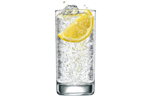 A glass of water with a slice of lemon in it - Powered by Adobe