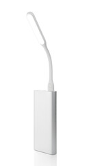 Plastic USB LED portable lamp on white background.	