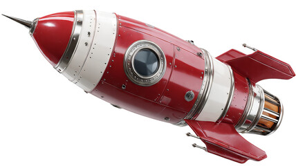 Rocket model isolated on transparent background — high-resolution PNG cutout mockup for space technology design, aerospace infographics, science education visuals, app UI previews, product branding