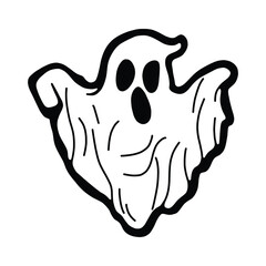 Cartoon Ghost Silhouette Vector. Spooky Halloween Spirit Ilustration Design