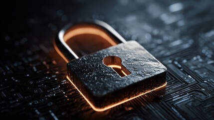 security risk cybersecurity A locked padlock icon over a digital interface, symbolizing the importance of cybersecurity in preventing security risks.