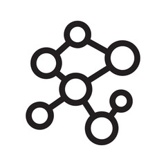 Molecule Icon Line Art, Abstract Network Connection Symbol for Science and Technology

