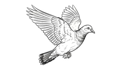 Fototapeta premium Detailed Hand-Drawn Dove in Flight for Symbolism or Artistic Projects