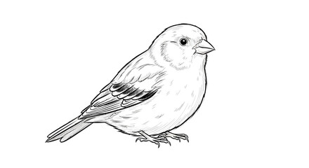 Detailed line drawing of a sparrow, embodying simple elegance and clean design