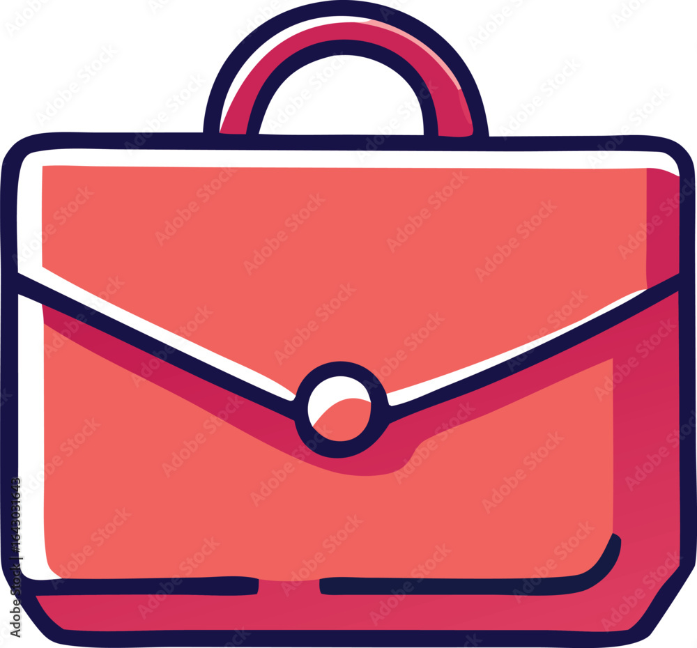 Poster a stylized illustration of a classic red briefcase with a rounded handle and a secure clasp represen