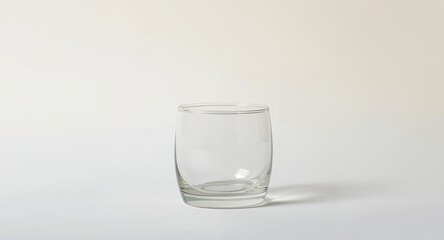 Elegant Clear Glass Tumbler on a Neutral Background, Ideal for Product Showcase.