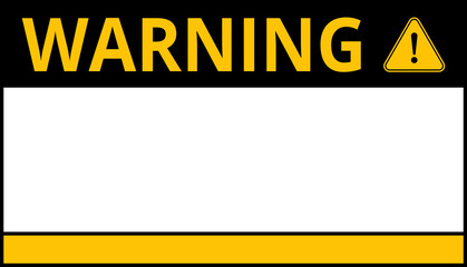 Warning caution danger signs. Attention sign, warning sign, caution sign, danger sign. Exclamation mark. Yellow warning caution sign text space area message box sticker label goods commodity.