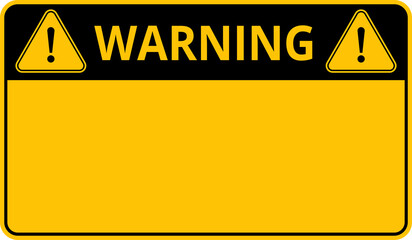 Warning caution danger signs. Attention sign, warning sign, caution sign, danger sign. Exclamation mark. Yellow warning caution sign text space area message box sticker label goods commodity.
