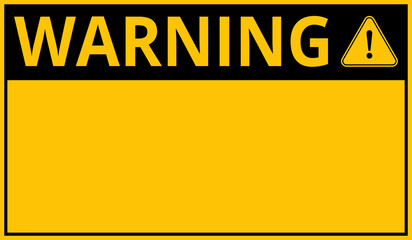 Warning caution danger signs. Attention sign, warning sign, caution sign, danger sign. Exclamation mark. Yellow warning caution sign text space area message box sticker label goods commodity.