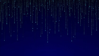 Abstract Blue Digital Rain: Sparkling Lights Cascade