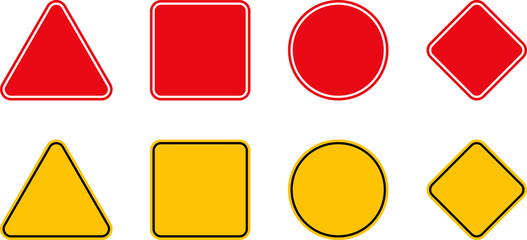 Warning caution danger signs. Attention sign, warning sign, caution sign, danger sign. Exclamation mark. Yellow warning caution sign text space area message box sticker label goods commodity.