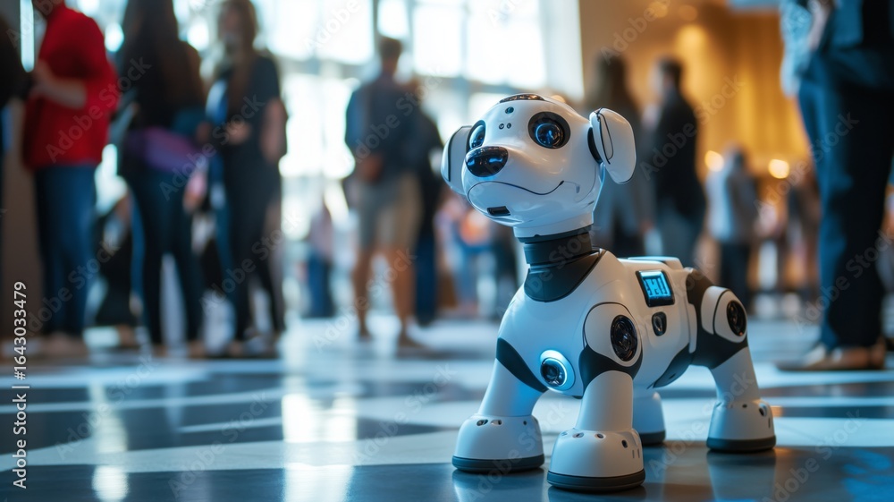 Poster Robot dog assists guests in navigating the seating area during innovation summit