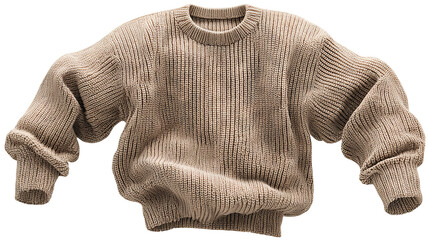 Crumpled knitted sweater isolated on transparent background — high-resolution PNG cutout ideal for apparel mockups, e-commerce product pages, fashion branding, collage, and digital design