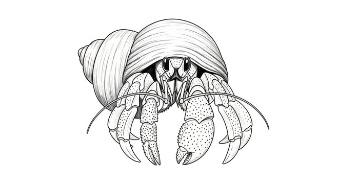 Enigmatic hermit crab illustration featuring shell dwelling and watchful eyes