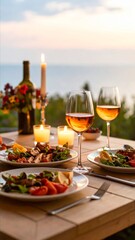 Fototapeta premium Romantic Dinner by the Sea: Sunset Feast
