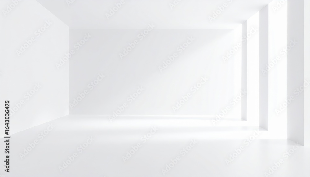 Poster exploring minimalist architecture in an empty white room contemporary design modern environment inte