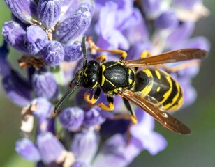Wasp on lavender flower
