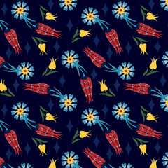 Tulips and flowers Iznik,mosque tile pattern