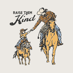 Kid and father riding horse
