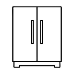  A minimalist black and white outline icon of a two-door refrigerator