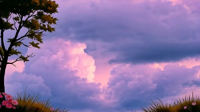 pink sky with clouds