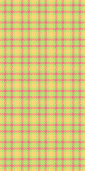 Vibrant pastel plaid pattern in yellow, lime green, and coral pink. Perfect for textile design, packaging, website backgrounds, or crafting projects.