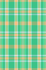 Row textile fabric plaid, path vector pattern texture. Premium background tartan check seamless in mint and orange colors.