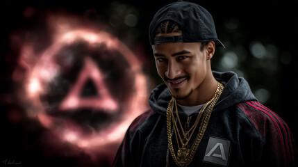 Obraz premium Confident Man with Braided Hair and Gold Chains