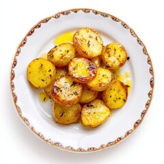 Delicious Roasted Potato Slices on a Plate Appetizing Food  for Cookbook or Restaurant Menu