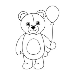 Fototapeta premium black outline printable bear painting a picture