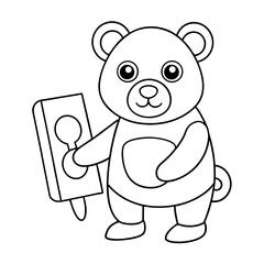 Obraz premium black outline printable bear roasting chestnuts