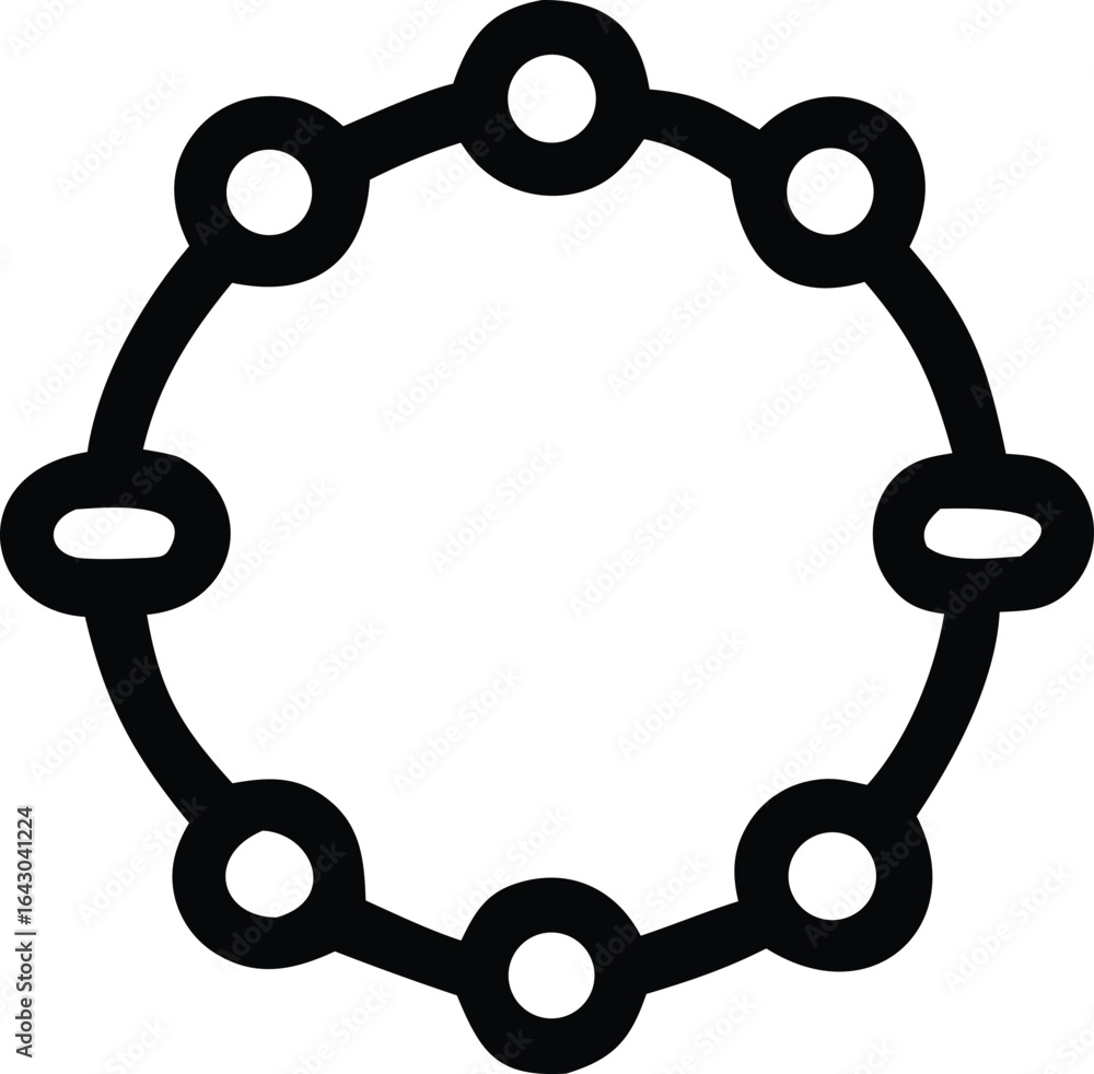 Poster abstract circular connection diagram with interconnected nodes representing a network or system in a