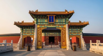 Traditional chinese gate at temple of heaven, beijing