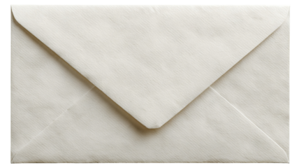 White envelope with closed flap — high-resolution isolated PNG cutout on transparent background for invitations, letters, stationery mockups, branding presentations, scrapbooking, and minimalist