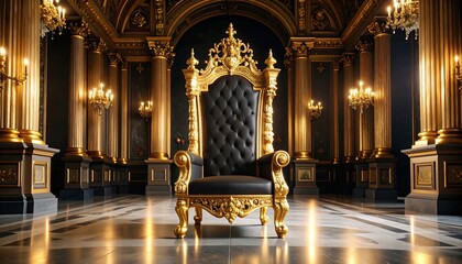 Luxurious golden throne room