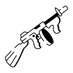 A sketchy style icon showing a machine gun 

