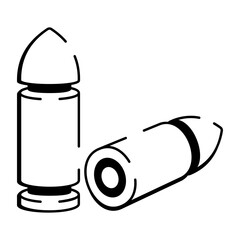 Doodle style icon depicting bullets ammunition cartridge 
