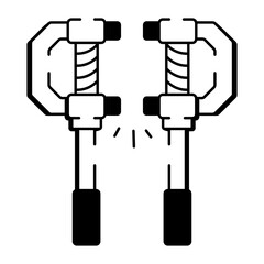 A drawing style icon depicting clamps