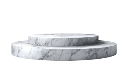 White stone podium platform on transparent background — high-resolution PNG cutout of a minimal natural rock pedestal for cosmetics and skincare product display, empty stage mockup for branding