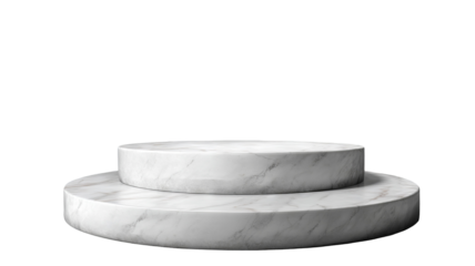White stone podium platform on transparent background — high-resolution PNG cutout of a minimal natural rock pedestal for cosmetics and skincare product display, empty stage mockup for branding