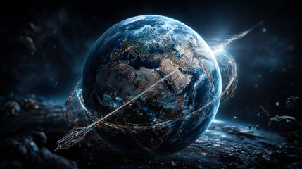 Global Recycle, Arrow around the earth. vector