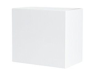 Blank White Horizontal Rectangle Box, Front View, Transparent Background