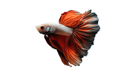 Fototapeta premium A vibrant betta fish with flowing fins and a striking color pattern, showcasing its elegance and beauty in motion.