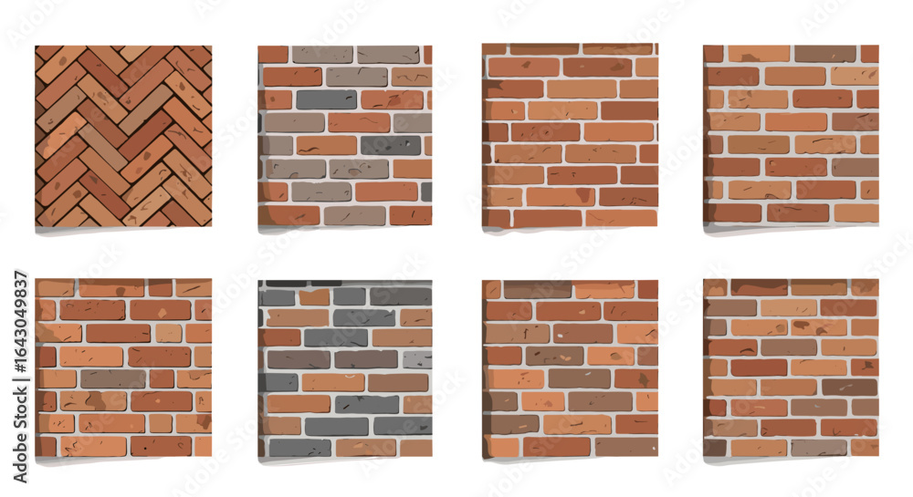 Poster collage of different patterns and styles of colorful brick walls