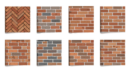 Collage of different patterns and styles of colorful brick walls