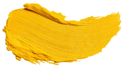 Vivid yellow paint stroke — high-resolution PNG cutout, isolated on transparent background with realistic acrylic brush texture for clean compositing