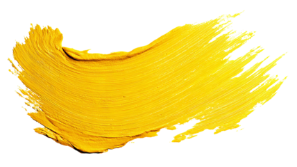 Vivid yellow paint stroke — high-resolution PNG cutout, isolated on transparent background with realistic acrylic brush texture for clean compositing