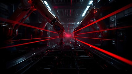 Futuristic Robots Working in Unmanned Dark Factory 










