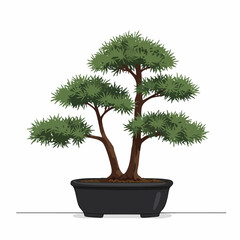 Vibrant Bonsai Tree in Elegant Black Pot